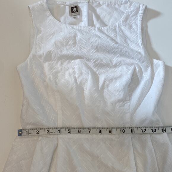 Anne Klein Lightweight Cotton Sleeveless Midi Dress Chevron Pattern EUC Sz 6 - Picture 10 of 12